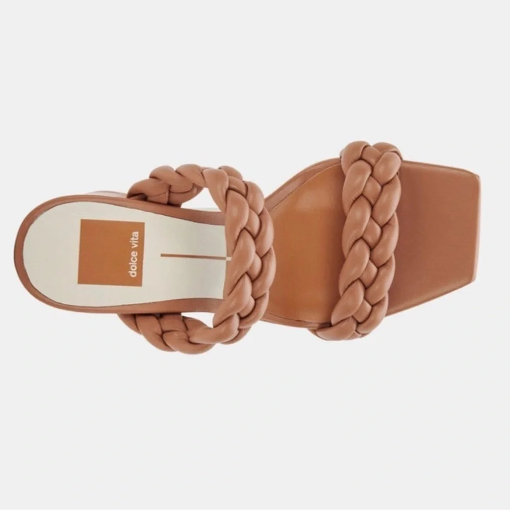 Dolce Vita Shoes Paily Braided Block Heel  Sandals Tan Size 7.5